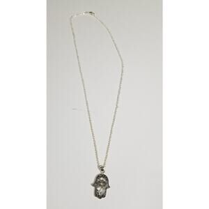 Small Hamsa Hand necklace silver tone 1.1317